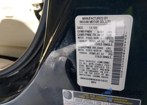 2006 Infiniti Fx35 из США, поврежденный, VIN JNRAS08W86X201832